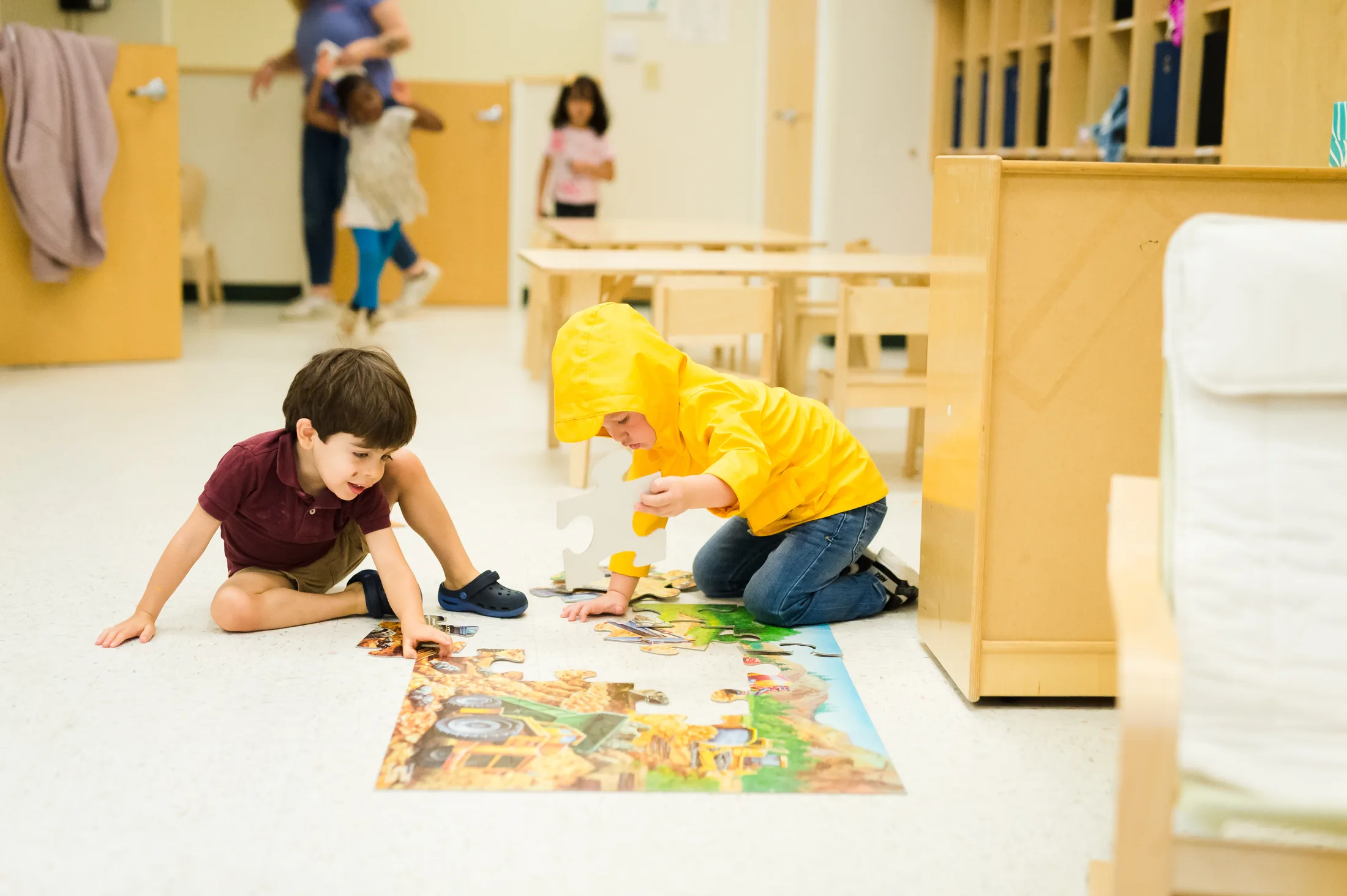 Children learning in an early childhood classroom